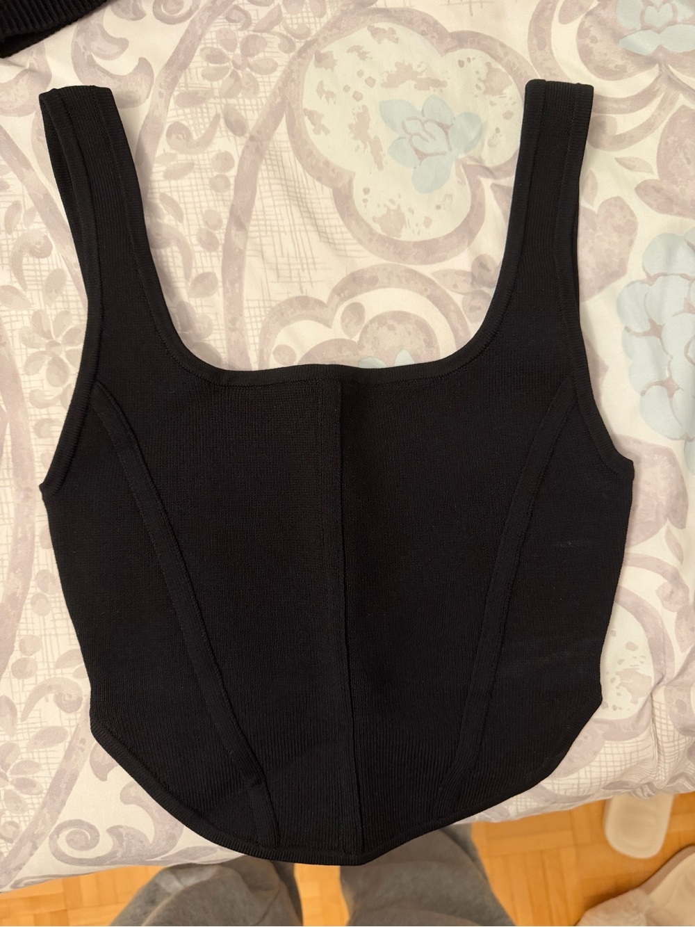 Babaton Black Square-Neck Corset Top